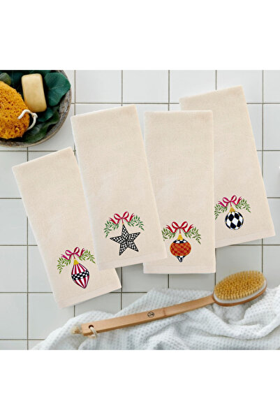 Ursa Damali New Year Ball Designed Embroidered Towel 4 Pieces-30X50