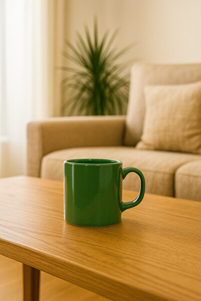 CERCİBAZAAR Koyu Yeşil Seramik Kupa Bardak – 300 ml Modern Kahve Kupası (9 x ...