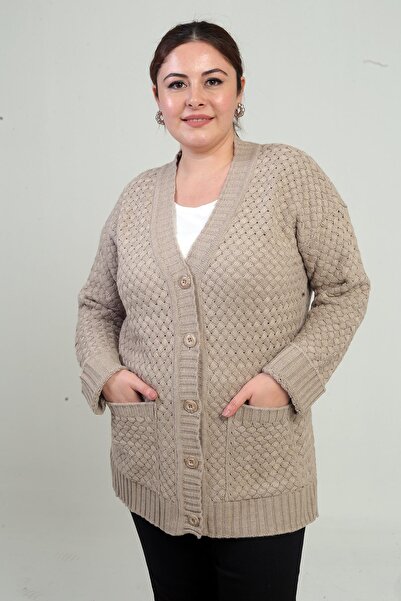 By Saygı Women's Basket Knit Tunic Cardigan with Pockets