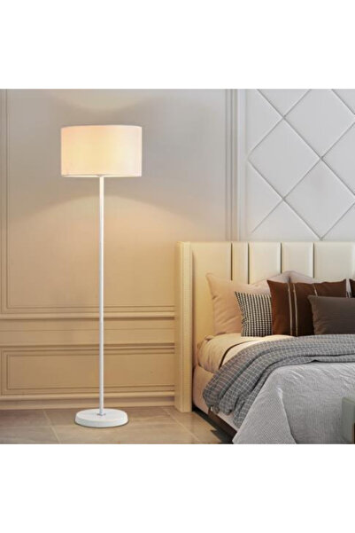 Cozara مصباح أرضي حديث مع غطاء، مصابيح طويلة لغرفة المعيشة، غرفة النوم، المكتب، غرفة الطعام، أبيض