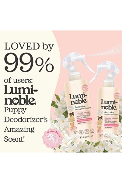 Luminoble Spray Deodorant pentru Câini Sensibili, Formulă cu Ovăz, Parfum de Mosc Alb