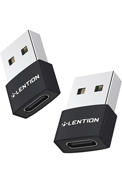 LENTION محول USB C إلى USB، عبوة من قطعتين، USB 2.0 ذكر إلى Type C أنثى (CB-H...