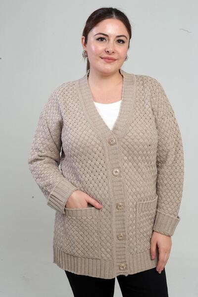 By Saygı Women's Basket Knit Tunic Cardigan with Pockets