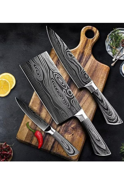 OEM Professional kitchen knife set, 6 pieces, stainless steel, ergonomic handles