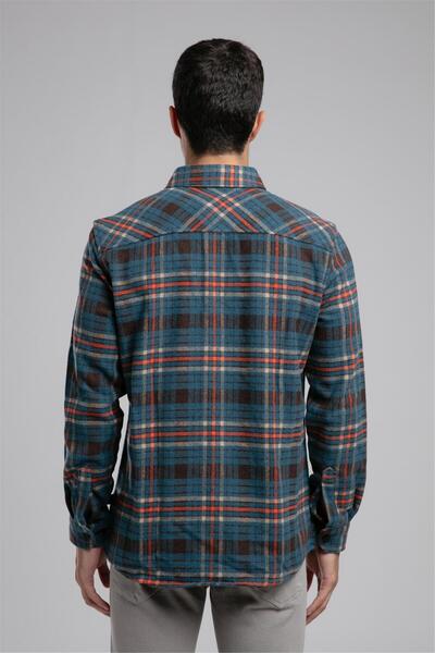 Lee Cooper Merlin Erkek Dokuma Uzun Kol Gömlek Kahve-Oranj Ekoseli