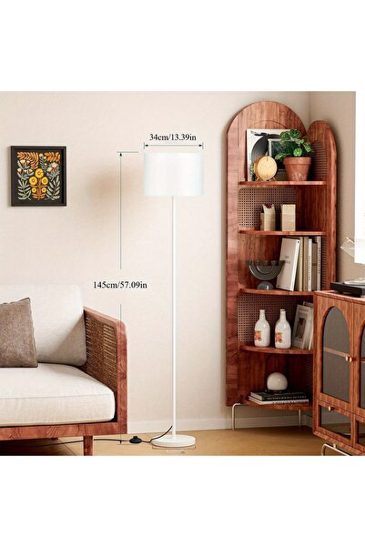 Cozara Modern Floor Lamp with Shade, Tall Lamps for Living Room, Bedroom, Office, Dining Room, White