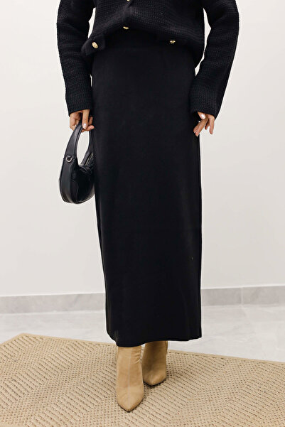 Tesettür Dünyası Knitwear Skirt Tsd250242 Black