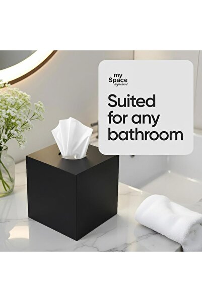Slasa Square Tissue Box Cover 5.3x5.3x5.5 Inch Black Acrylic Cube Tissue Holder