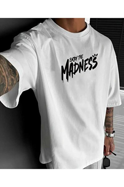 ORVIO Group Men's Graffiti Bear Printed Oversized T-Shirt