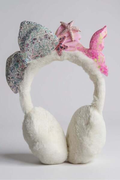 TAKIŞTIR White and Pink Color Mixed Figure Plush Headphones