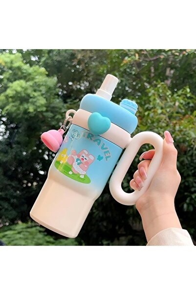 Generic Stylish children's cup or water bottle (30 cm) with straw and handle