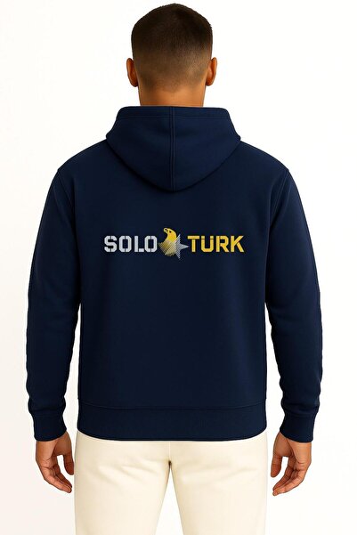 Bahriyeli Collection Hooded Solotürk F16 Demonstration Team Unisex Sweatshirt with Pocket and Back Design