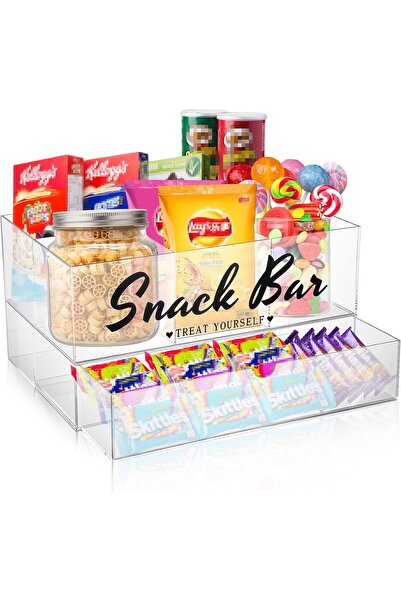 Slasa Acrylic Snack Organizer with Drawer 32.5x16.8x21.8 cm Countertop Storage Bin