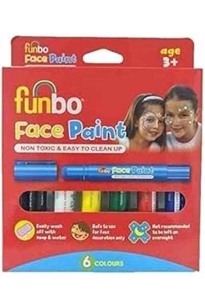 Funbo مجموعة من 6 أعواد طلاء الوجه بألوان النيون، وزن كل منها 6 غرام، متعددة الألوان