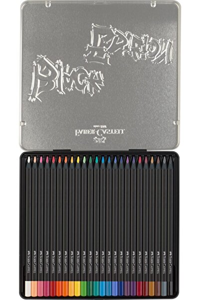 Faber Castell FABER-CASTELL Blackwood 116425 Colouring Pencils, Black Edition, 24 Metal Case