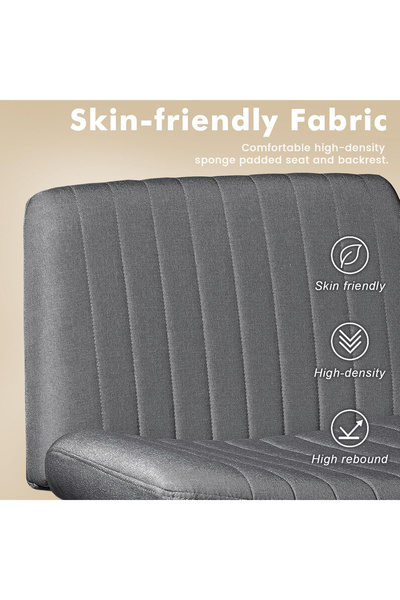 AnneFish Criss Cross Chair with Wheels Fabric Padded Armless Cross Legged Office Desk Chair Computer Task