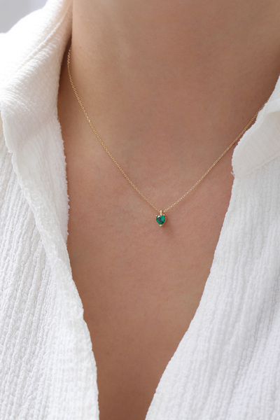 YAVUZ KUYUMCULUK 14 Ayar Altın Zümrüt Tektaş Kolye