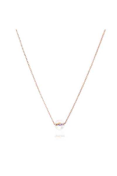 Astrolog Elvan 925 Ayar Gümüş Üzeri Altın Kaplama Rose Aura Kuvars Kolye Doğa...