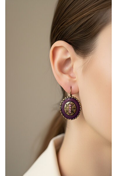 SR Jewelry Box Mor Vintage Osmanlı Motifli Kadın Küpe – Antik Detaylı, El İşçiliği Görünümlü Bohem Küpe