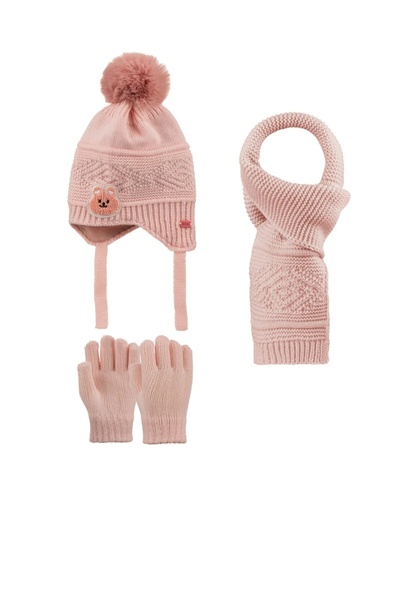 Kitti 1-4 Years Old Girl's 3-Piece Set Scarf, Beanie and Gloves Set