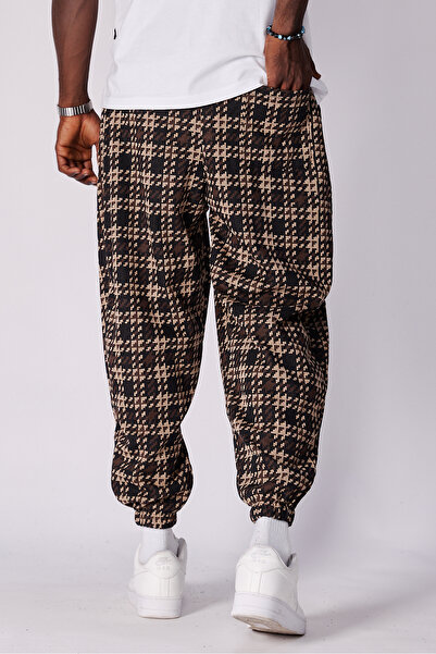 Superbluemexico Unisex Jacquard Patterned Pleated Baggy Trousers