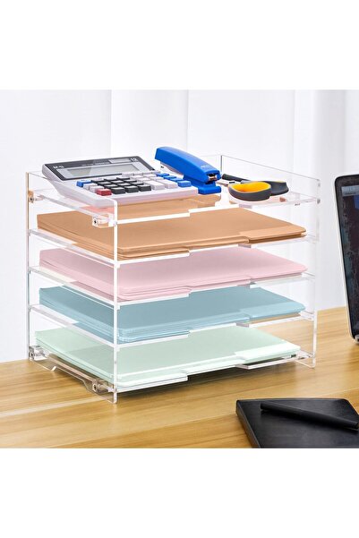 Slasa Clear Acrylic File Paper Organizer 24.1x32x26.9 cm Letter Tray for Desk Office