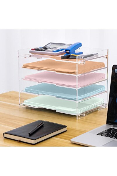 Slasa Clear Acrylic File Paper Organizer 24.1x32x26.9 cm Letter Tray for Desk Office