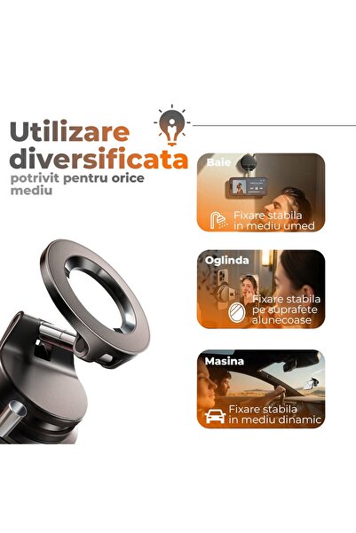 Timebox MagSafe Car Mount with Vacuum Suction, 360° Rotation, Tri-Axial, iPhone 17, Windshield/Dash/Mirror