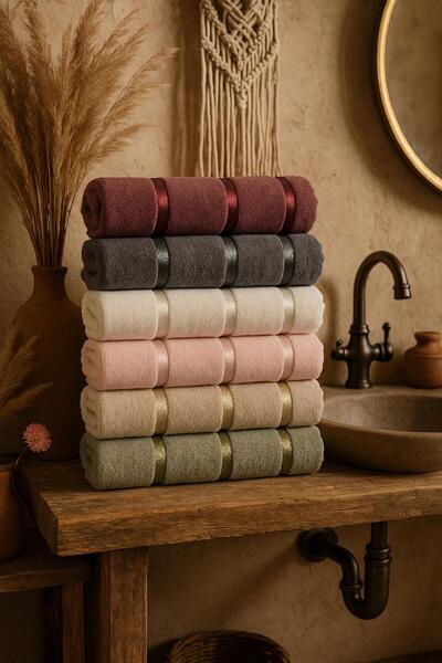 Lorateks 6 قطع من المناشف المخملية مقاس 50*90 مع صندوق هارموني |   مجموعة الم...