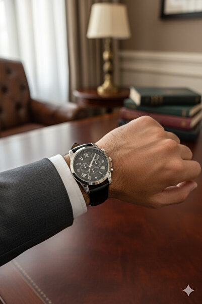 SPECTRUM PREMİUM ساعة يد رجالية من الجلد الصناعي للموسم الجديد مع تفاصيل الأر...