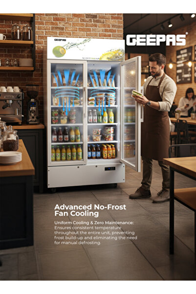 Geepas 638L No-Frost Double Door Showcase Chiller GSC6404RN - White