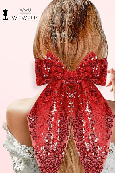 Weweus Women's Red Sequin Bow Buckle