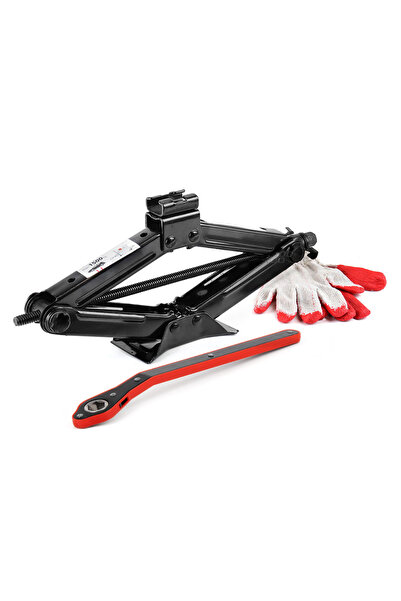 AMIO Trapezoidal jack, 1.5T, minimum height 105mm - maximum 380mm, with ratchet wrench and gloves,