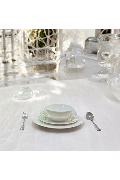 cc bin shihon Fine porcelain dinnerware set, pure white cream color, 24 pieces, for 6 people