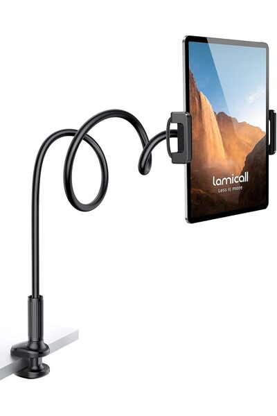 Lamicall Gooseneck Tablet Mount Holder for Bed - Flexible Arm Clamp (4.7-11") - Black