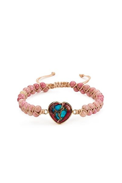Onuvio Handmade Double Heart Chakra Energy Bracelet, Stone, Adjustable, Onuvio™ - Pink