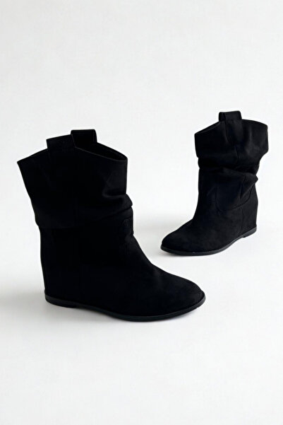 inizio Siyah Süet Gizli Topuk Kadın Bot GD308