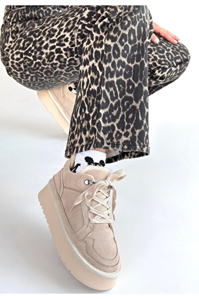 Erbilden Muden Bej Süet Bağcıklı Bot