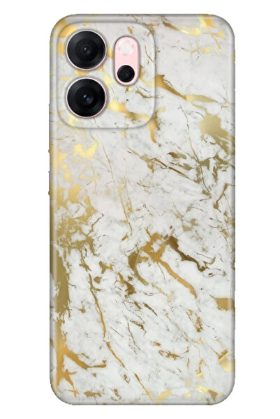 OPPO Reno 14F Kılıf Renkli Silikon Baskılı TPU Altın Mermer