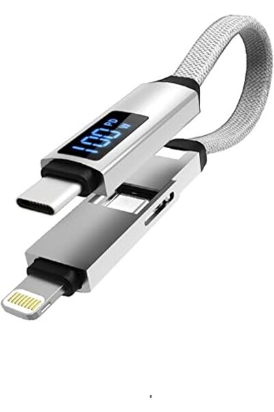 MEGACOM Mini 2-in-1 USB C to Lightning 20W & USB C to USB C 100W Fast Charging Cable with LED Displa