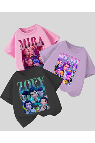 Touz Moda Kpop Demon Hunterix Kids Design Unisex Oversized T-Shirt