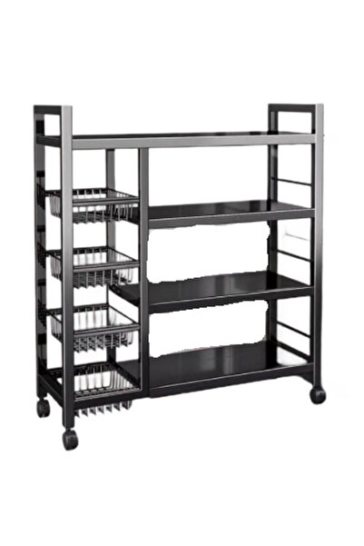 OEM Metal shelf with 4 shelves and 3 baskets for portable storage
