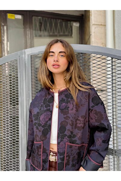 Retrobird Tasarım Mevsimlik İnce Ceket Kadın Mürdüm