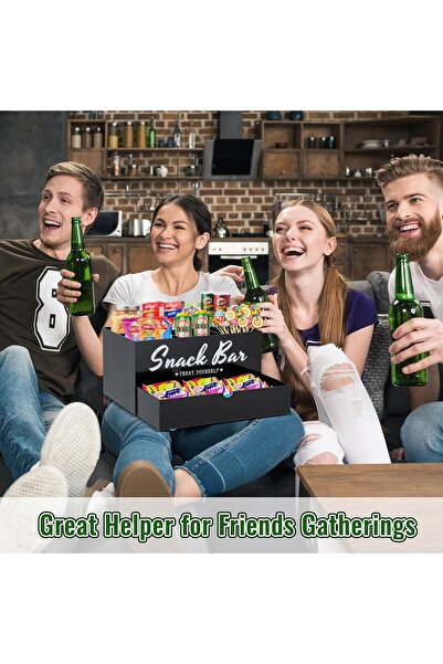 Slasa Black Acrylic Snack Organizer with Drawer 32.5x16.8x21.8 cm Countertop Bin