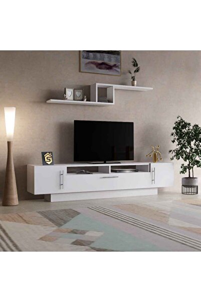 Stylish Home Modern white TV table 180 cm - TV13