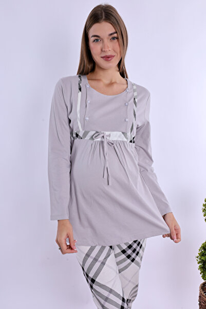 ByLohusa Effortt Gray 100% Cotton Maternity Pajama Set