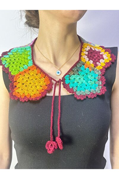 Gönülden Tasarım ACCESORIUL GULER DE CĂMĂȚĂ CU MOTIVE TRICOTATE 40X12 CM