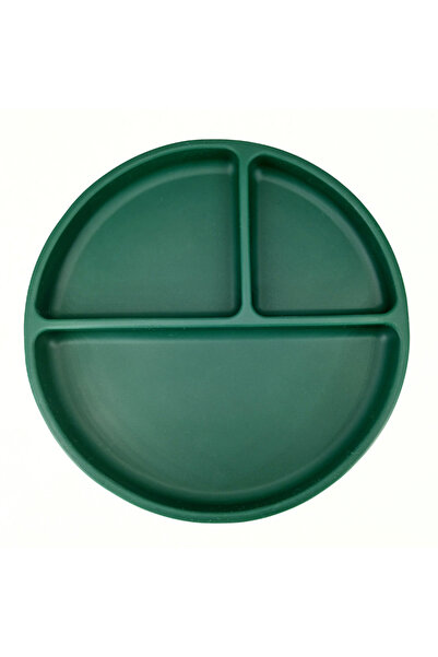 Coccorito Farfurie rotunda din silicon compartimentata, Coccorito, Dark Green
