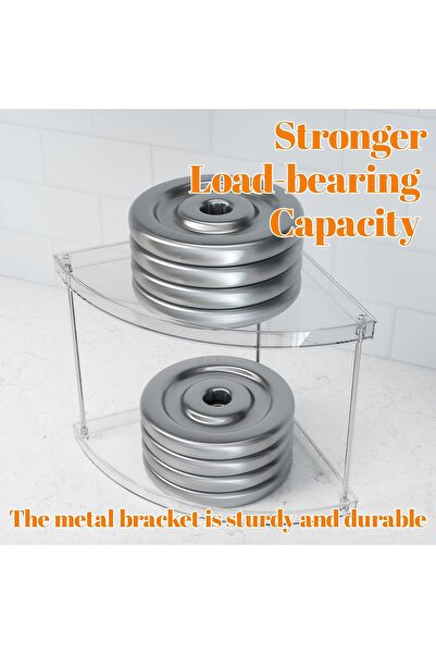 Slasa 2 Tier Clear Corner Bathroom Organizer 23.4x24.1x23.1 cm Countertop Shelf