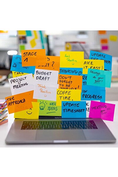 Çılgıntrend Electrostatic Adhesive Smart Note Paper Set 7X10 cm – 50 Sheets Practical Office Memo Pad 8 Colors